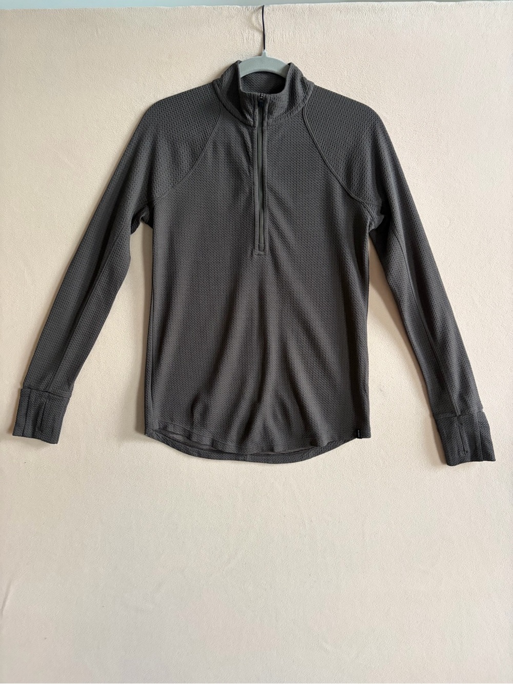 Prana Wensley Waffle Knit Wool Blend 1/2 Zip Long Sleeve Pullover Dark Gray XS